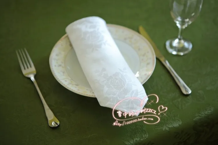 10 шт./лот салфетки для ресторана из белой хлопчатобумажной ткани
