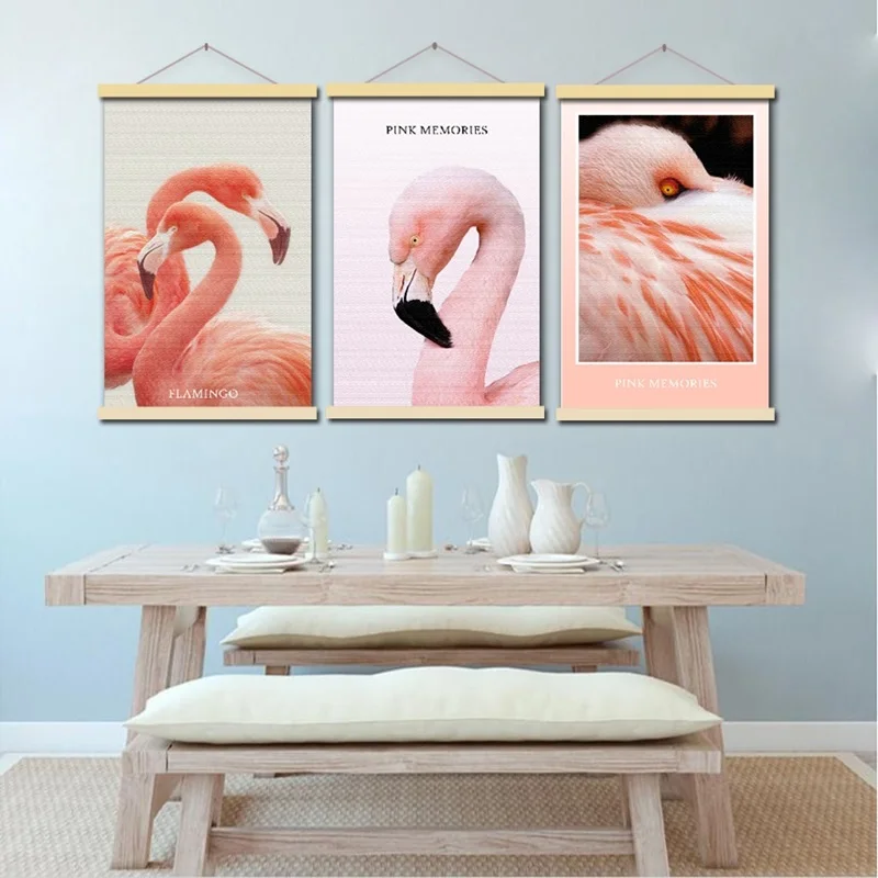 

Modern Home Deaortion Framed Wall Art Picture Pink Flamingo Painting for Bedroom Modular Nordic Animal Canvas Posters and Prints