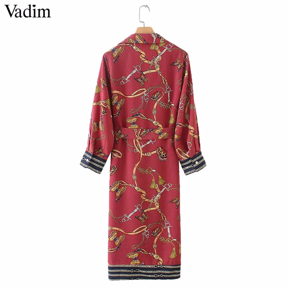 Женское винтажное платье Vadim Повседневное средней длины с цепочкой и