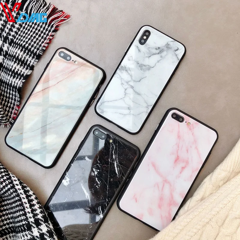VDIAG Мрамор стекло чехол для телефона iPhoneX/6/6s/7/8 плюс/XS MAX личности полную защиту