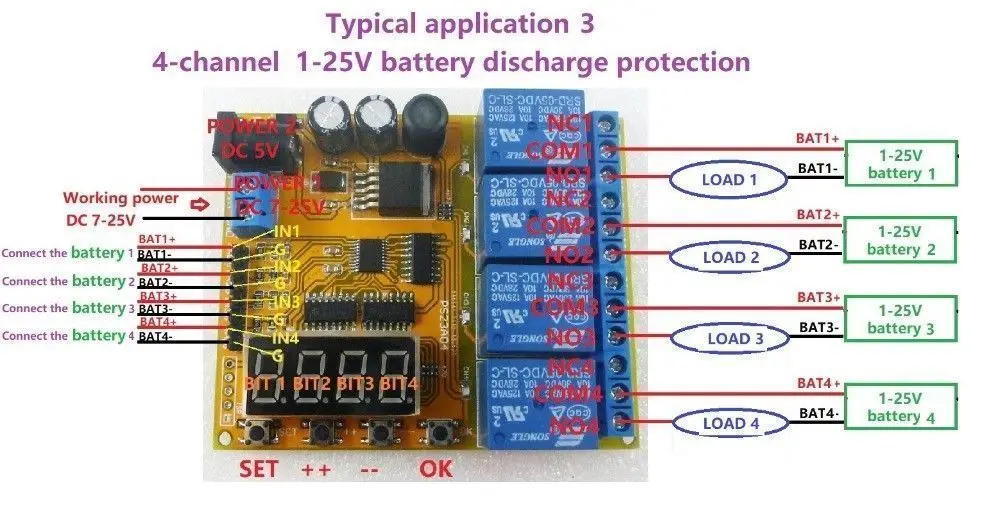 4CH 3 7 V 4 2 12V 14 8 24V Плата защиты от разрядки аккумулятора | Электронные компоненты и