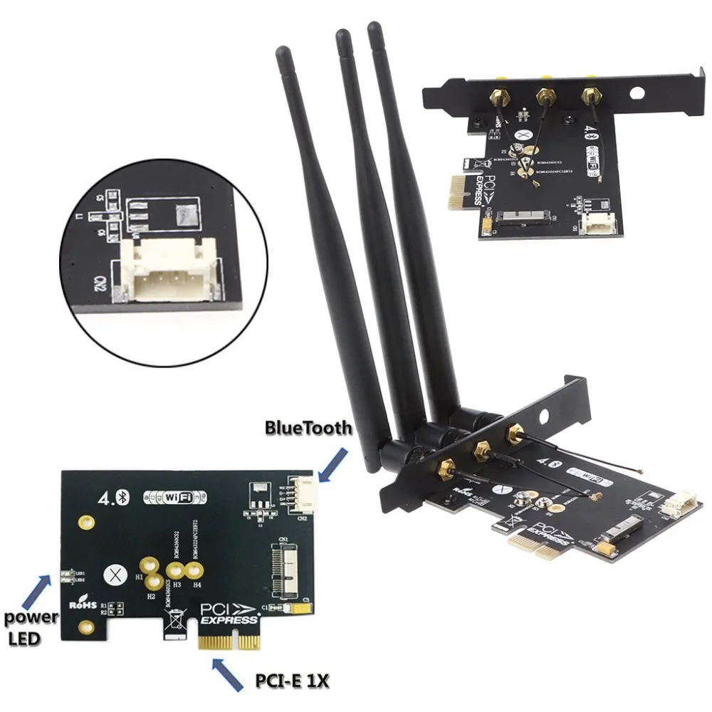 Беспроводной адаптер Wi Fi + Bluetooth 4 0 для Mini PCI E 1 комплект компьютера ПК/Hackintosh
