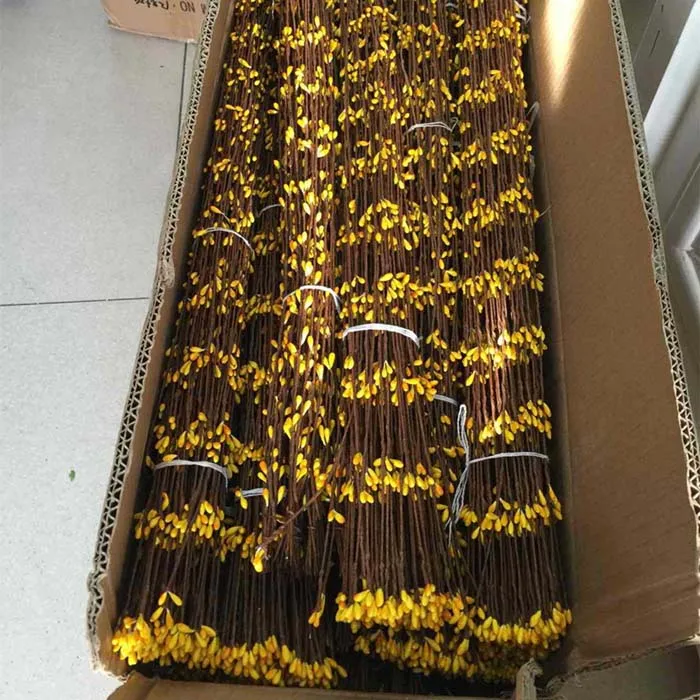 Yellow 100 шт 40 см для рукоделия искусственные Pip БЕРРИ стеблей цветочные ветви из ротанга для волосы гирлянды цветок аксессуары рождественские украшения - Цвет: Yellow