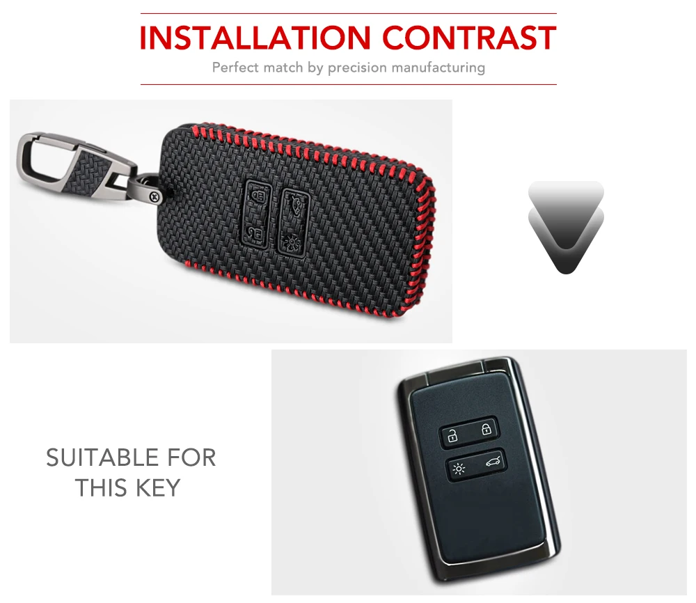 Автомобильный кожаный чехол с 4 кнопками в стиле углеродного волокна для Renault koleos