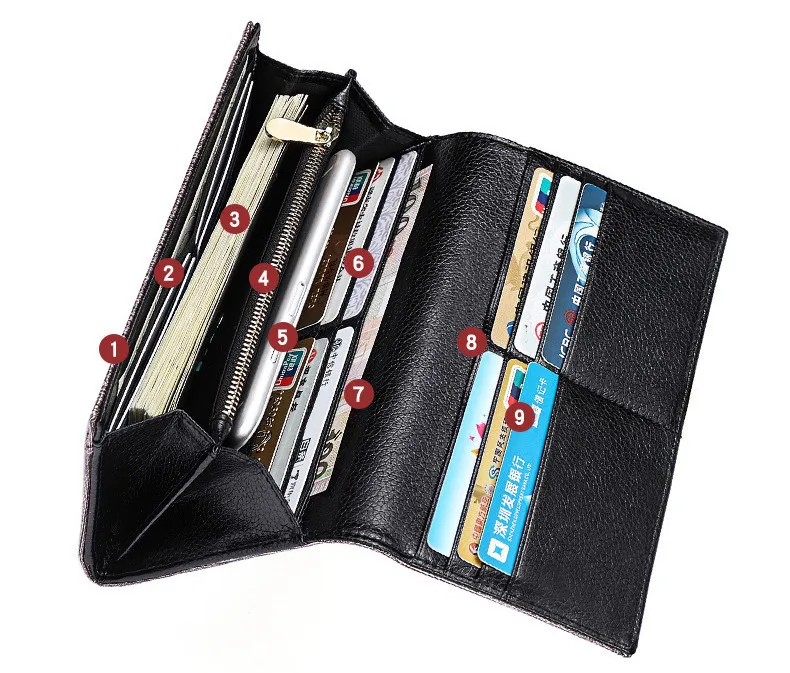 LUCDO модный кошелек из натуральной кожи для женщин длинный Роскошный монет