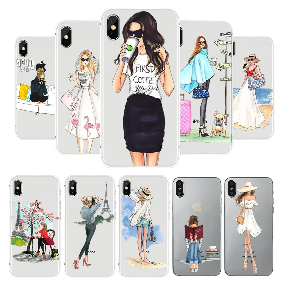 Fashion Girls Moible Phone Bag For Apple iphone X Case Ultra Thin Soft TPU Lady Women Back Covers for iPhone 10 Capa Shell Cover |