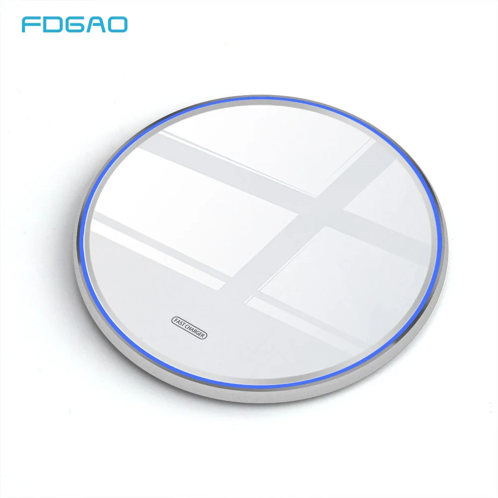 FDGAO 10W Fast Charge Wireless Charger For Samsung S10 S9 Note 10 Xiaomi Mi 9 Quick Qi Charging Pad for iPhone 11 XS Max XR X 8 | Мобильные