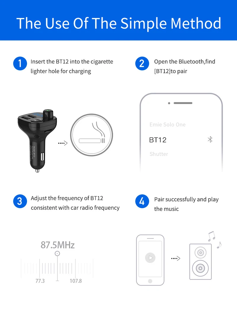 Bluetooth 4,2 Fm передатчик автомобильный комплект громкой связи беспроводной Авто MP3 плееры Quick Charge QC3.0 USB зарядное устройство радио модулятор