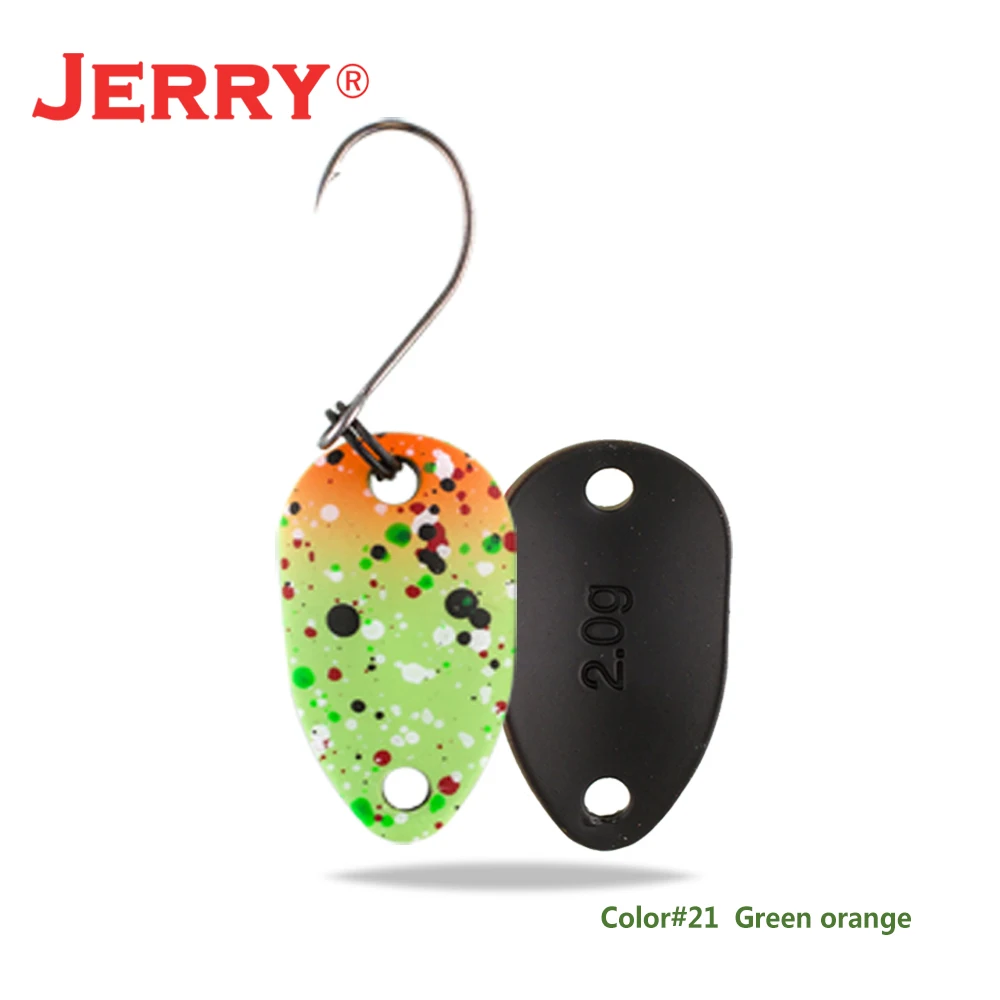 Jerry 1 шт. 2 г 3,5 г 4,5 г микро рыболовные ложки воблер несколько цветов рыболовные приманки Спиннер приманка форель ложка - Цвет: 21 green orange