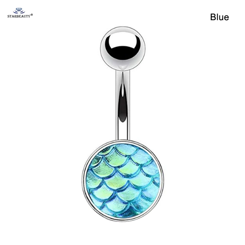 Blue x 1pc Starbeauty 1 Рыбная чешуя для пирсинга живота серьги для пупка Кольца для пирсинга пупка номбрил колчик для ночного клуба ювелирные изделия для тела - Окраска металла: Blue x 1pc