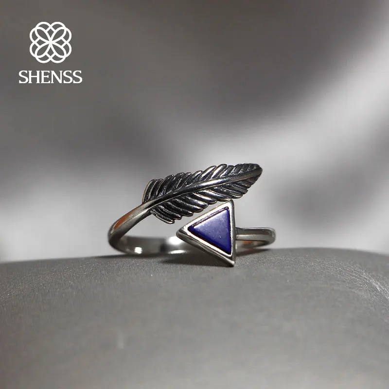 Elegant Quality 925 Adjustable Rings Vintage Feather Turquoise Ring Sterling Silver for Women Jewely |