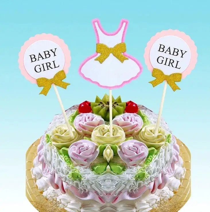 Babyshower Синий Розовый принц и принцесса персонализированные торт Топпер комплект свадьба день рождения кекс вечерние украшения