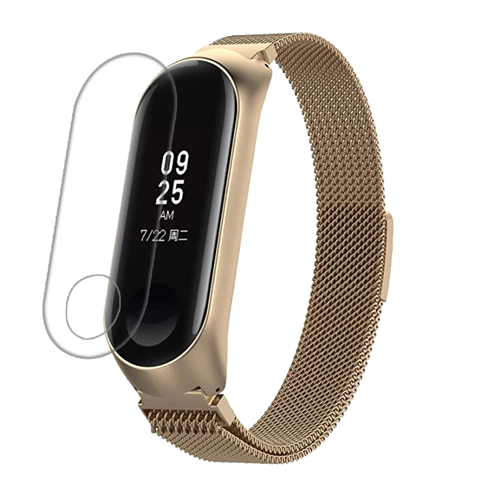 Ремешок на запястье из нержавеющей стали для Xiaomi Mi Band 3 браслет + пленка|Ремешки