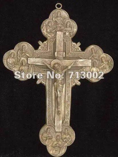 Vintage Rare Old Tibetan Silver Crucifix Cross Statuary