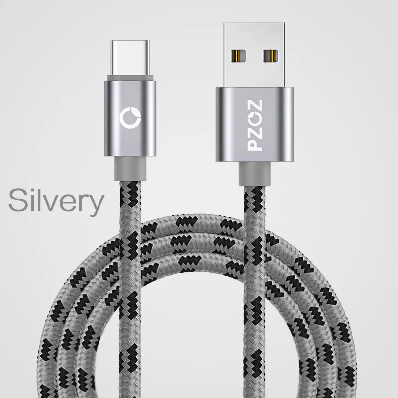PZOZ Тип usb C Быстрая зарядка usb c Тип-c данных телефон Зарядное устройство для Ipad pro samsung S9 S8 plus примечание 9 pocophone F1 Xiaomi Mi 8 mi9 a2 mix 3 redmi note 7 huawei P10 шнур для зарядки телефона кабель - Цвет: Silver
