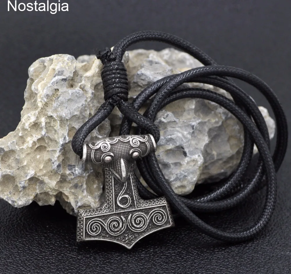 Ностальгия Thor Hammer Raven Amulet Viking Tribal Jewelry Регулируемый Черный Кожаный Браслет