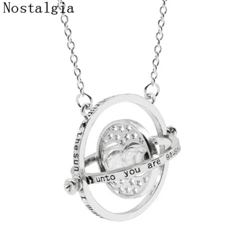 

10 Colors Vintage Rotating Horcrux H P Time Turner Necklace Time Converter Time Pendant Necklace For Woman Man Accessories