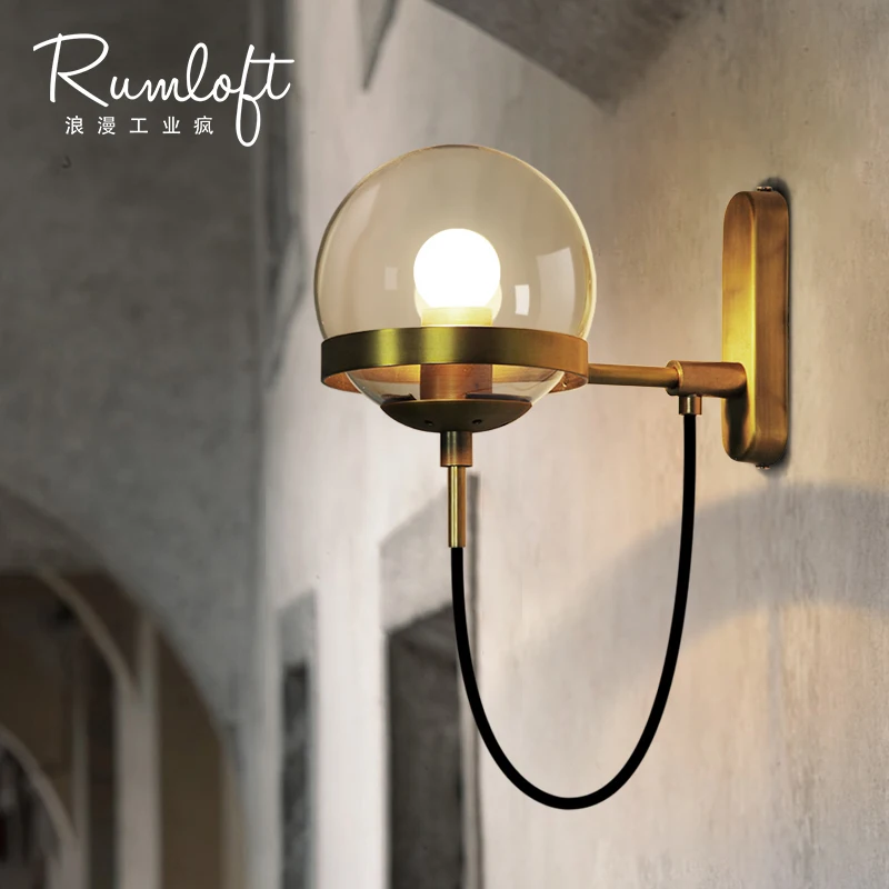 Современные Настенные светильники-бра для гостиницы спальни коньяк стеклянный