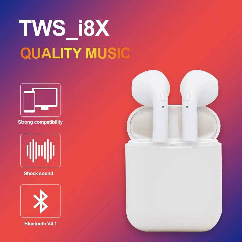 Беспроводные наушники I8X TWS bluetooth-гарнитура с зарядным устройством микрофон