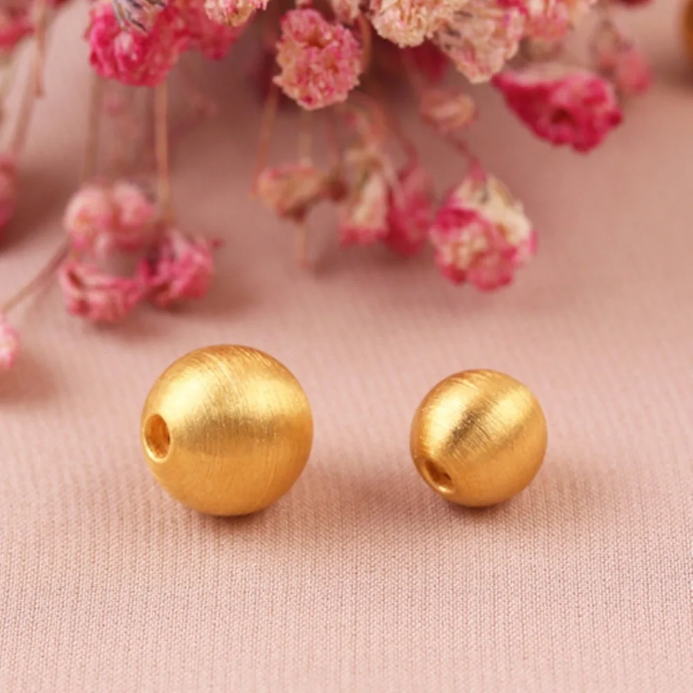 Чистый 999 24K желтое золото Lucky 8 мм матовый кулон из бисера 1 шт|beads pendant|pendant 24k goldlucky