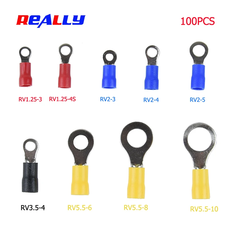 Reallyt RV1.25/2/3,5/5,5 100 шт./упак. кольцо соединителя провода электрические обжимной терминал RV1.25-5.5 кабель разъем провода