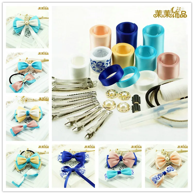 #4 голубой ручной 17 шт. лук Материал комплект с Ленты и Заколки для волос не