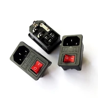 10pcs high quality red light power rocker switch fused iec 320 c14 inlet power socket fuse switch connector plug 10a 250v b2