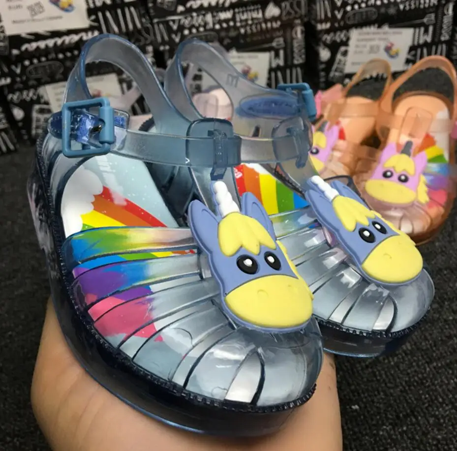 Mini Melissa Possession Unicorn/ г. прозрачные сандалии для девочек летние сандалии Melissa/детские сандалии пляжная обувь для малышей