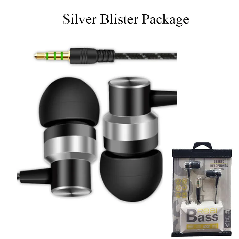 Silver Blister Стерео наушники BOORUI Auriculares B01, стерео наушники с басами, разъем 3,5 мм, наушники-вкладыши для смартфонов - Цвет: Silver Blister