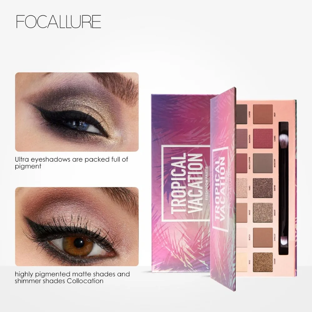 Тени для глаз палитра FOCALLURE разноцветные пигментированные оттенки матовых
