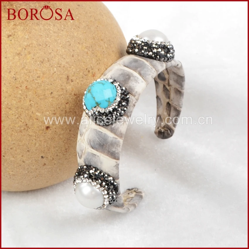 Borosa Druzy три круглый Multi-Вид камнем циркон манжеты Браслеты модные Howlite камни