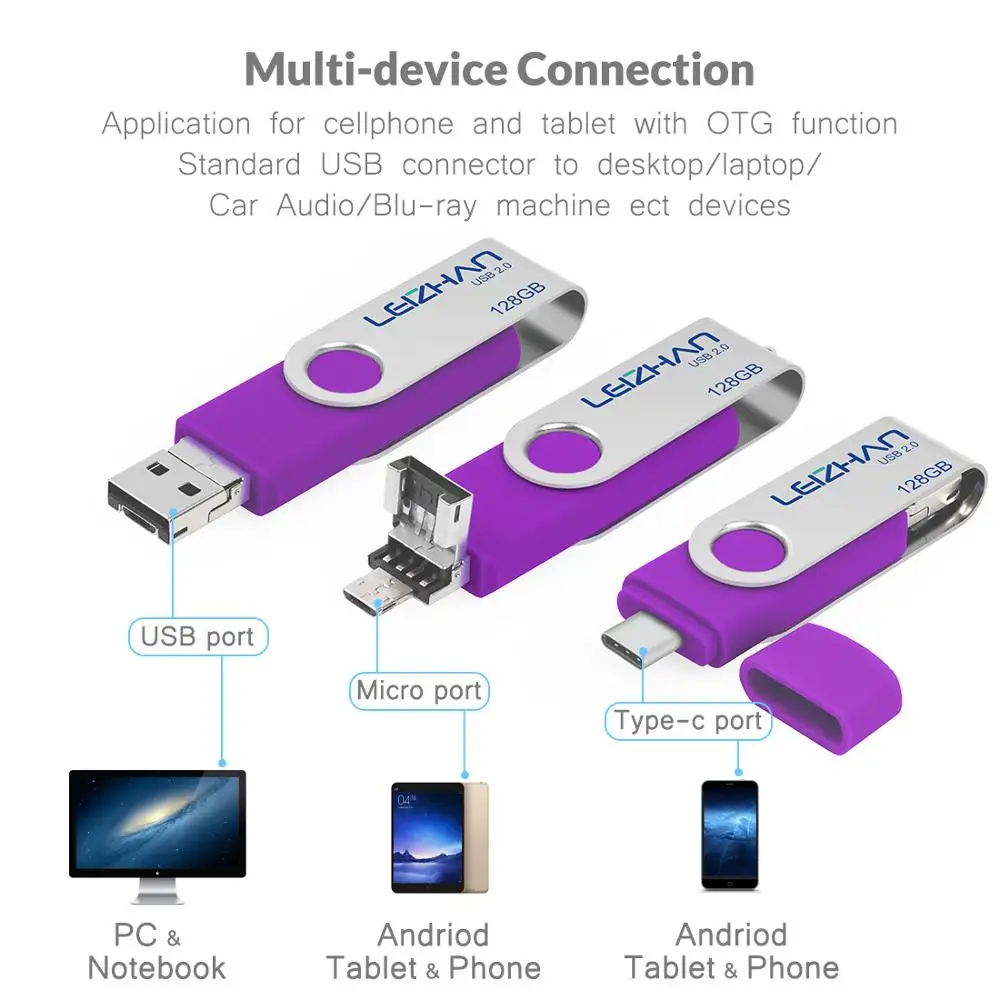 USB флеш накопитель LEIZHAN OTG Type C 128/64/32/16/8/4 ГБ|USB флэш-накопители| |
