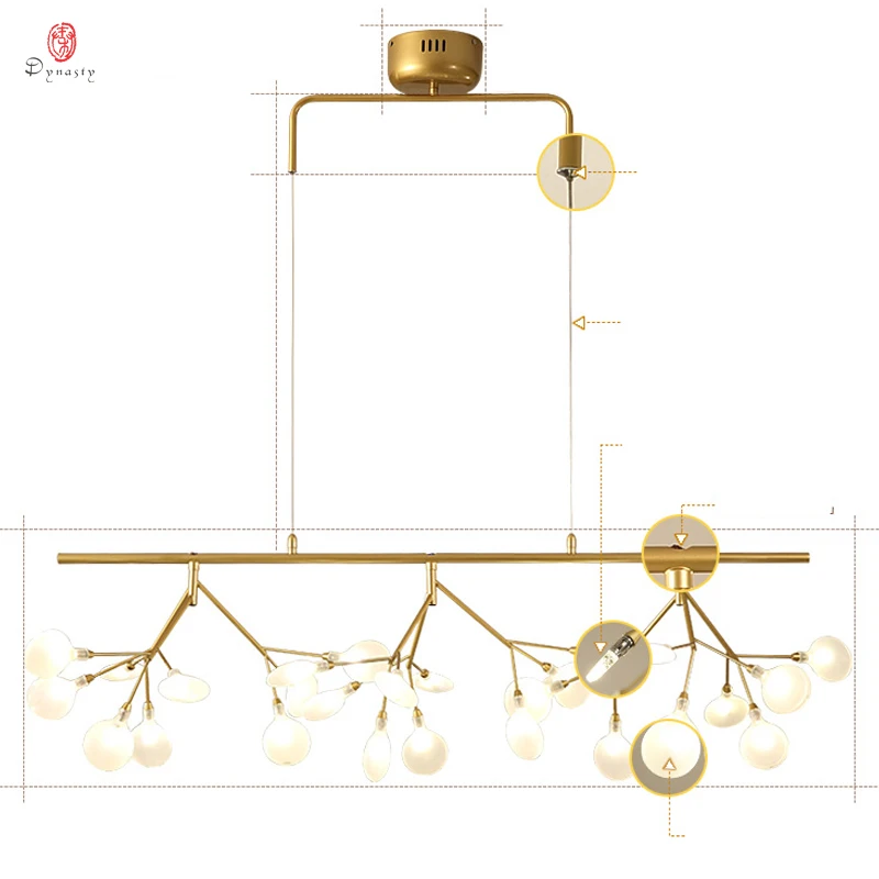 Линейная Подвесная лампа светлячкового типа Светодиодные длинные светильники