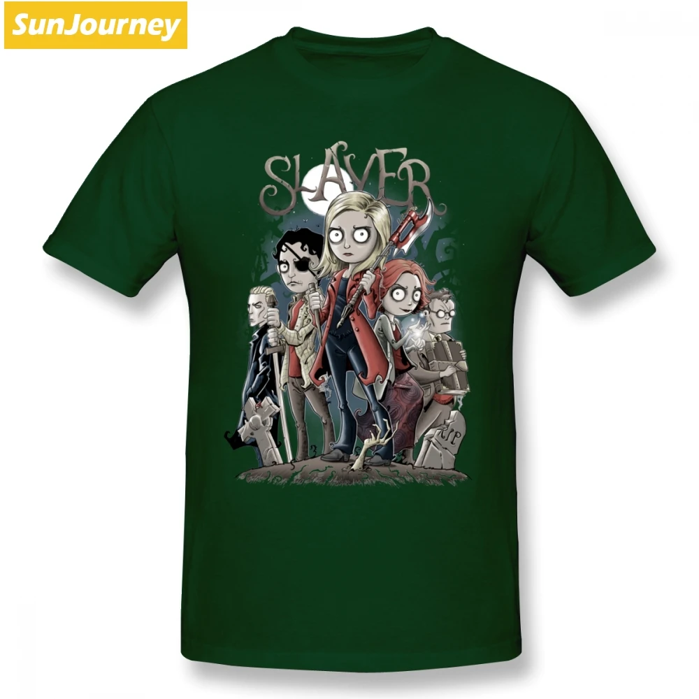 Buffy The Vampire Slayer, Мужская футболка, новинка, для отдыха, негабаритных размеров, хлопок, Crewneck, футболки с коротким рукавом - Цвет: Forest Green
