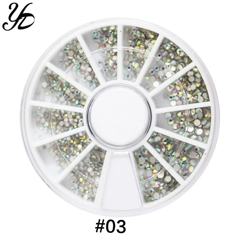 03ColorfulRhinestone Yiday 1 колесо 3D Стразы шпильки дизайн ногтей украшения для маникюра золотые заклепки Звезда Круглый смешанный размер мини-икра аксессуары - Цвет: 03ColorfulRhinestone