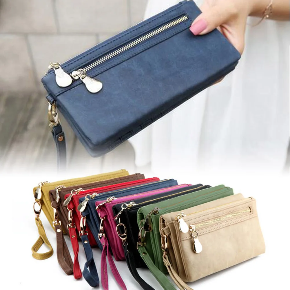 Новое поступление женский модный винтажный Длинный кошелек из матовой кожи с