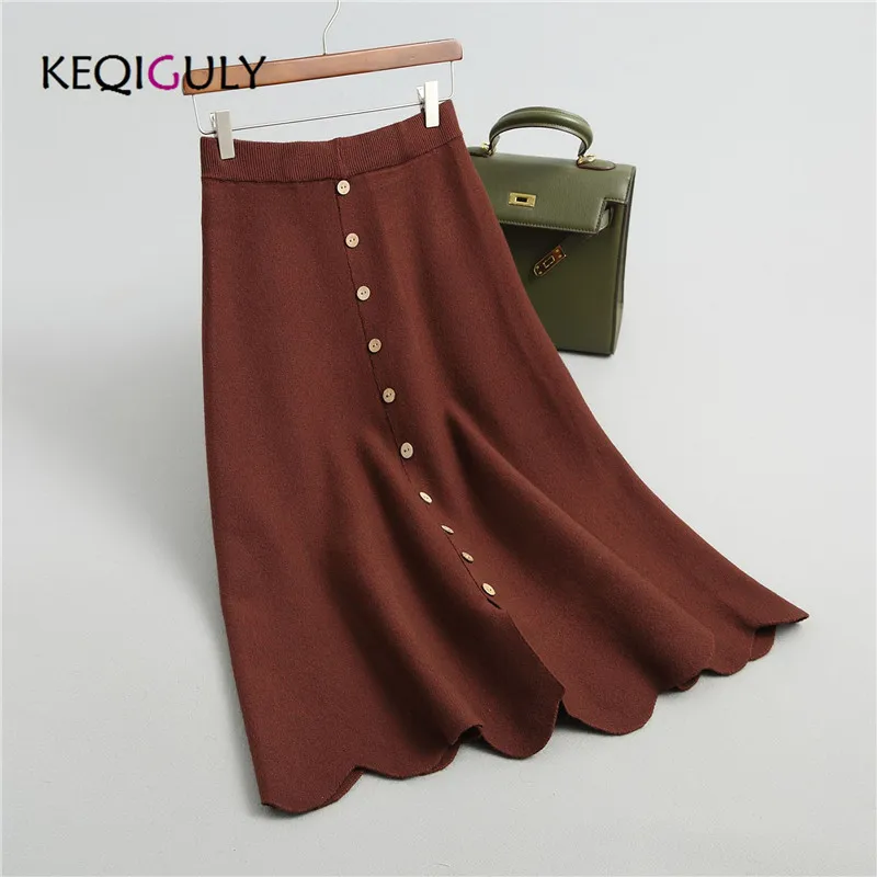 Новая мода 2018 Женская трикотажная длинная юбка осень-зима Повседневная