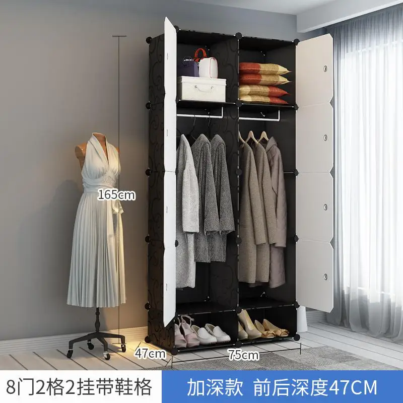 style9 Шкаф простой современный экономичный пластиковый шкаф для спальни двойной складной шкафчик простой стальной каркас подвесной шкаф - Цвет: style9