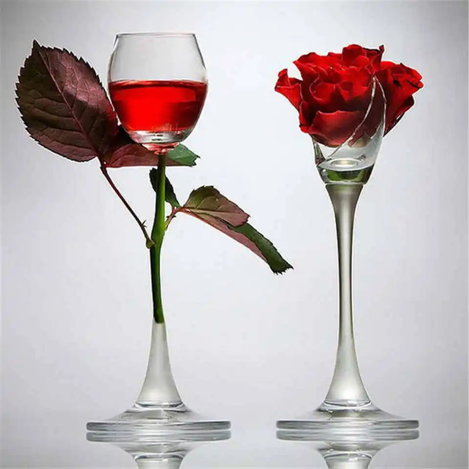 F5703 HUACAN 5D DIY Алмазная краска полный квадратный винный бокал розы из бриллиантовой вышивки Алмазная Цветочная мозаика наборы ручной работы подарок - Цвет: F5703
