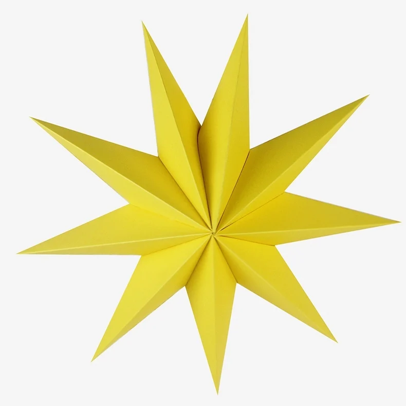 yellow 1 шт. 30 см винтажная 9 углов бумажная звезда 3D Висячие бумажные фонарики в виде звезд для рождества, свадьбы, душа, украшения для дома, поделки - Цвет: yellow