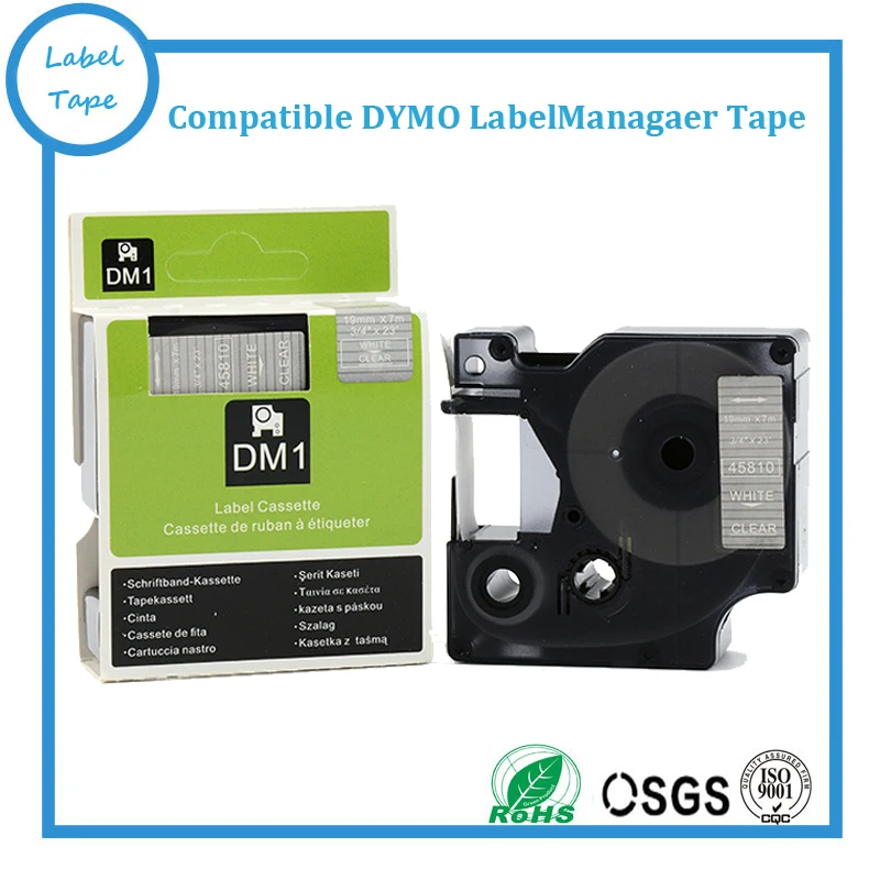 

DYMO labelmanager D1 tape 19mm White on Clear 45810