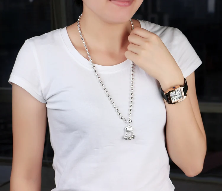 

Hot sale!!! 925 Sterling Silver Necklace for women;Contracted fashion women ; National wind locks Pendants; Long beads chain