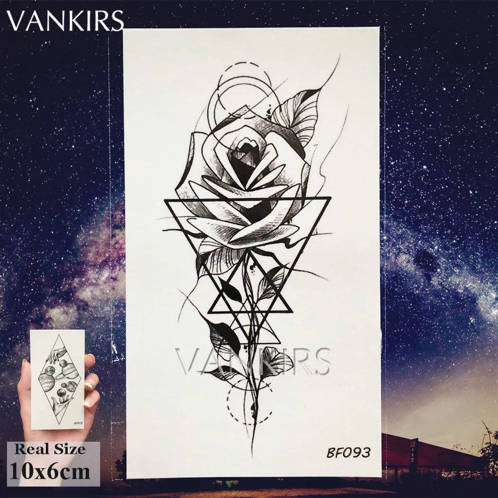 VANKIRS 3D наклейки на запястье с черными треугольными цветами водостойкие Временные