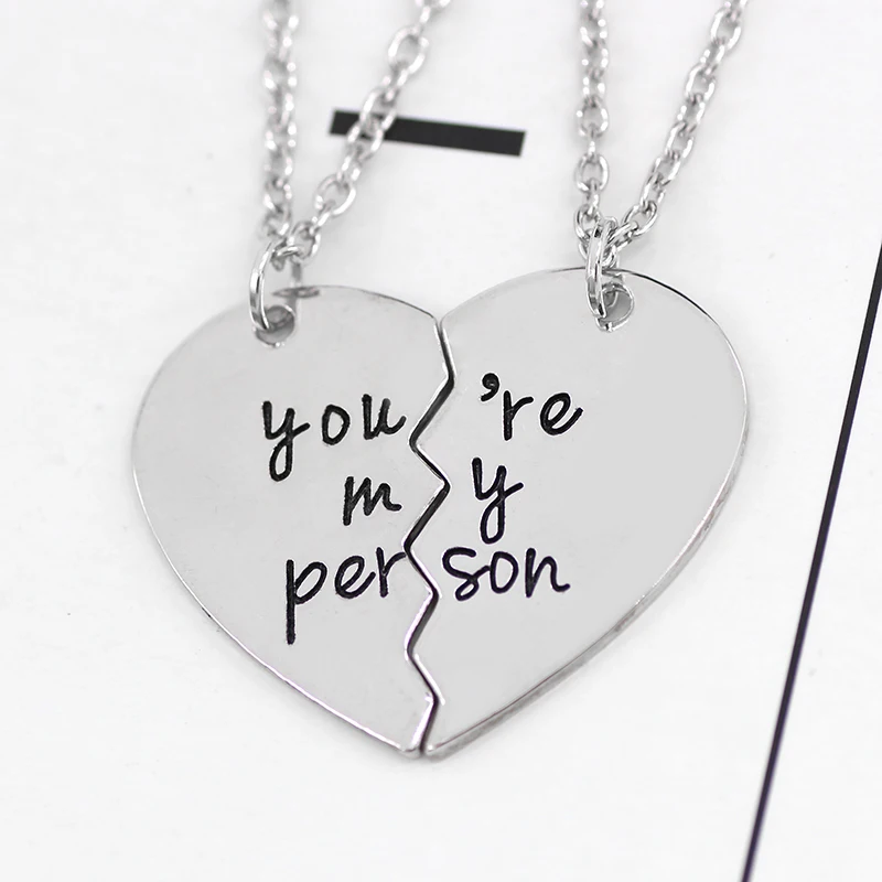 

2Pcs/set You Are My Person Necklace Love Heart Puzzle Pendant You're My Person Couple Necklaces Friendship Best Friends Gifts