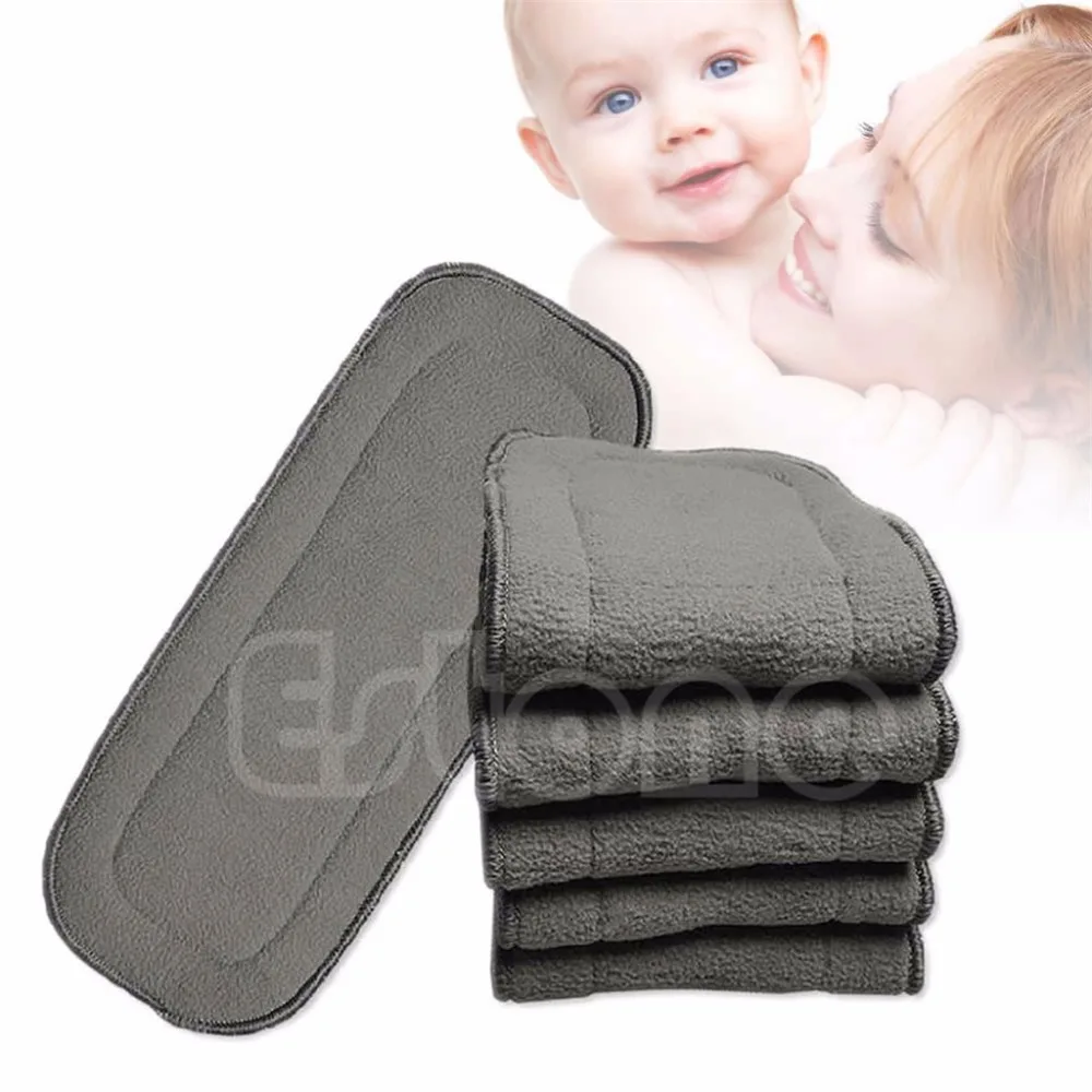 

Bamboo Fiber Charcoal Washable Cloth Nappies Diaper Insert Reusable 5 Layers