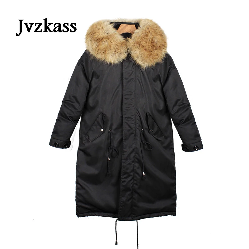 

Женское хлопковое пальто с длинным меховым воротником Jvzkass, новая модель зимнего сезона 2019