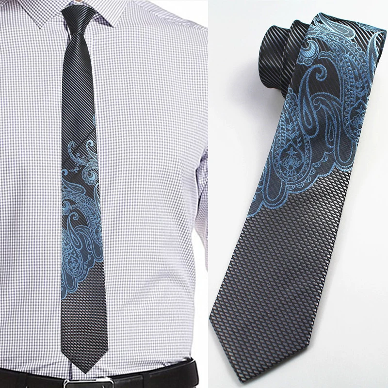 Rbocott Для мужчин s Slim Tie моды Галстук Пейсли 6 см ширина Узкие галстуки для мужчин Свадебная вечеринка Узкие галстуки Gravatas corbatas