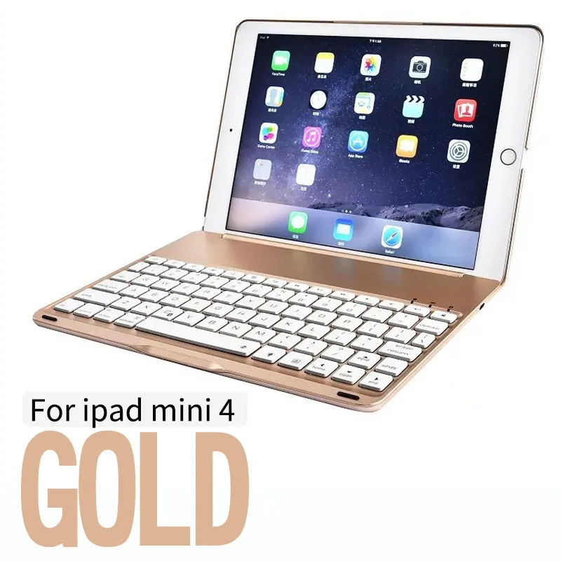 For Mini 4 7 цветов, для iPad MINI 1 2 3 4, полный защитный чехол, светильник с подсветкой, беспроводной чехол с клавиатурой Bluetooth для iPad MINI, подставка, Fundas - Цвет: For Mini 4