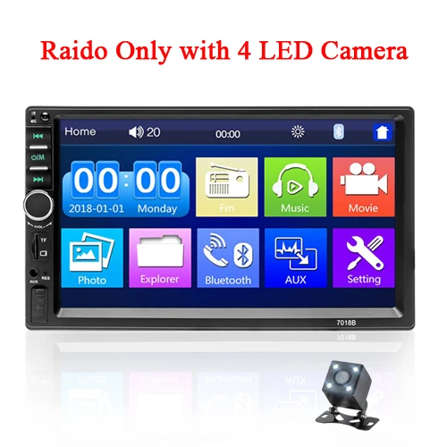With 4 LED Camera Podofo 2din авто радио аудио стерео 7 ''HD сенсорный экран видео MP5 плеер Bluetooth радио Поддержка камеры заднего вида MirrorLink - Цвет: With 4 LED Camera