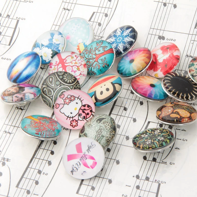 60 шт./лот 18 мм микс случайных стеклянных кнопок для самостоятельной сборки